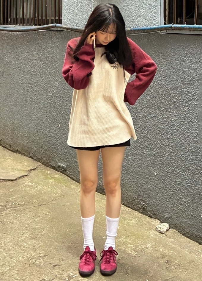 【ステューシー】Basic ステューシー Thermal 2 Tone LS T-Shirt