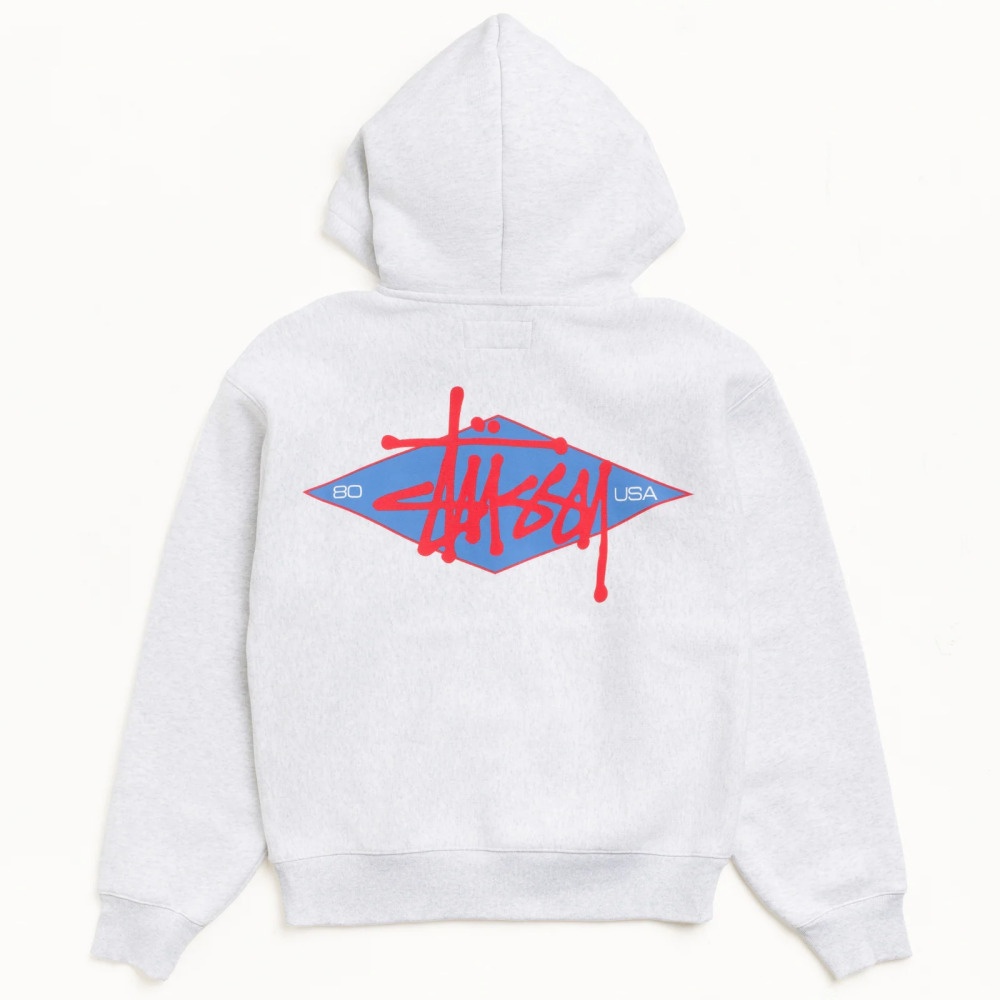 ステューシーBasic Diamond Zip Hoodie WHITE 118603