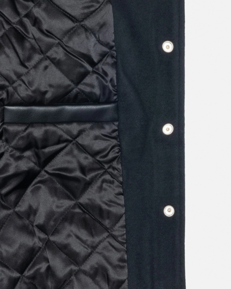 【ステューシー】 SPORT MELTON VARSITY JACKET BLACK