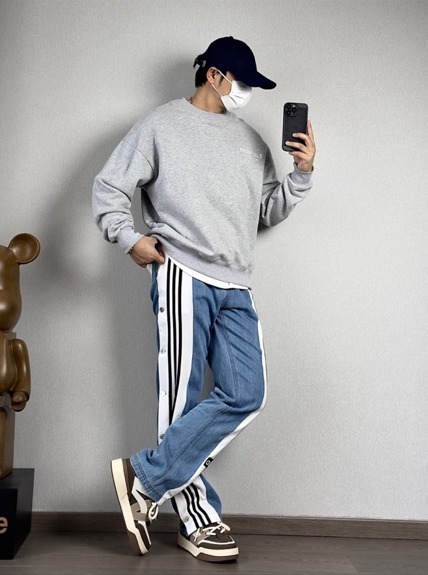 アディダス24FW DENIM Pants ワイドデニムパンツ
