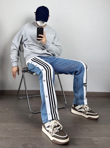 アディダス24FW DENIM Pants ワイドデニムパンツ