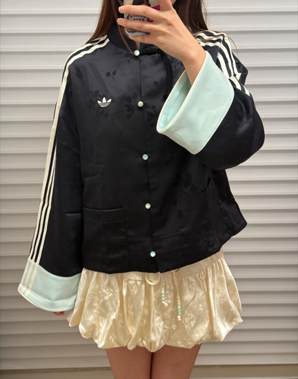 アディダスジャケット チャイナデザイン 花柄 トラックライン ★