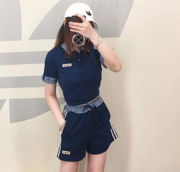 アディダスポロシャツ セットアップ チェック切替